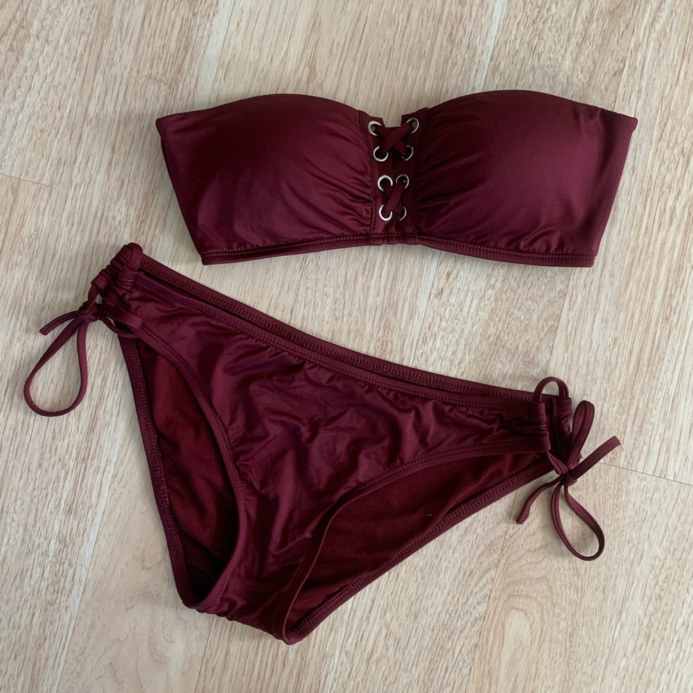 Mossimo Swim Women’s Strapless Bikini & Side-tie Bottoms, size M